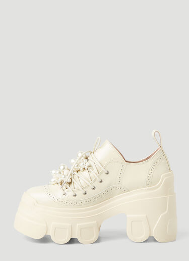 Simone Rocha Pearl Embellished Platform Shoes  Beige sra0246020