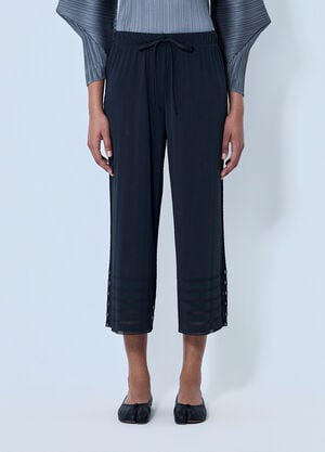 Pleats Please Issey Miyake Pleated Wide-Leg Trousers Black plp0264011