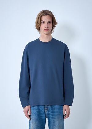 Jil Sander Ribbed Crewneck Long Sleeve Top Light Blue jil0164001