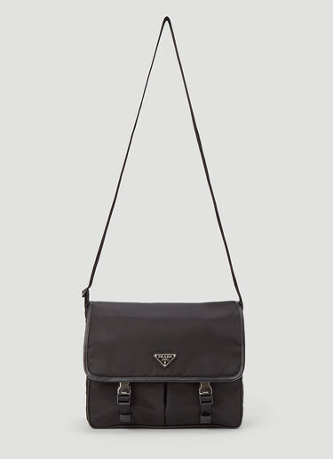 Prada Nylon and Leather Messenger Bag Black pra0143070