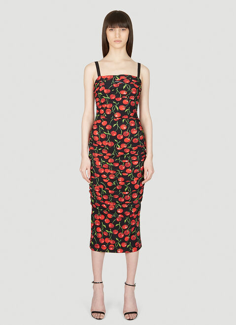 Dolce & Gabbana Cherry Midi Dress Black dol0253010