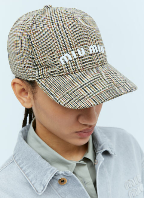 Miu Miu Prince Of Wales Baseball Cap Grey miu0254025