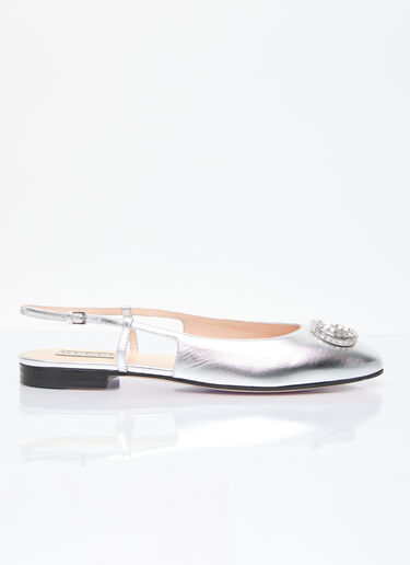 Gucci 크리스털 로고 발레리나 플랫 실버 guc0255187