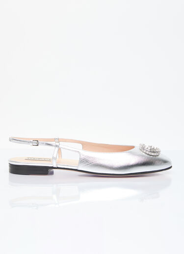 Gucci Crystal Logo Ballerina Flats Silver guc0255187