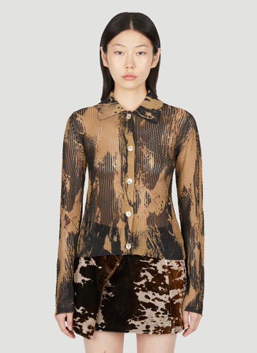 Open-Knit Distressed Print Cardigan Acne Studios Open-Knit Distressed Print Cardigan Camel acn0254011