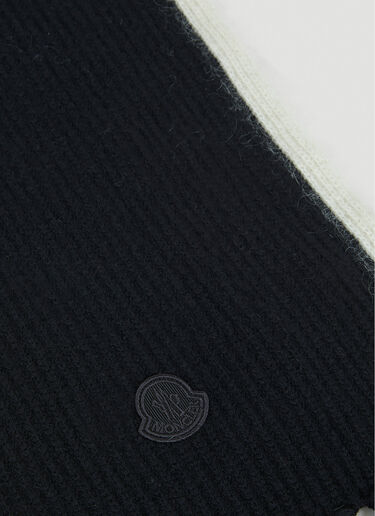 Logo Patch Fringe Scarf Moncler Logo Patch Fringe Scarf Black mon0250026
