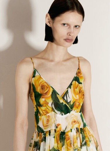 Dolce & Gabbana Silk Chiffon Maxi Dress Yellow dol0255013