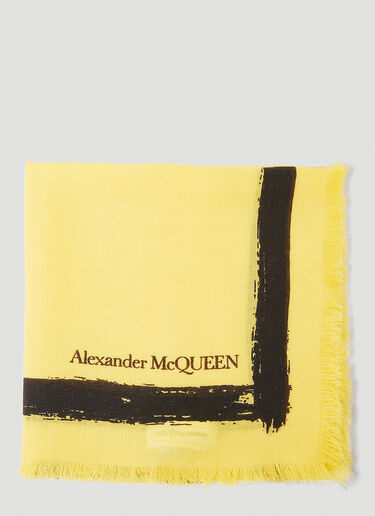 Alexander McQueen グラフィティ ボーダースカーフ イエロー amq0249066