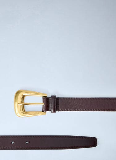 LN-CC® - Saint Laurent: Folk Buckle Belt - Brown Saint Laurent Folk Buckle Belt Brown sla0363001