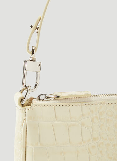 BY FAR Rachel Crocodile Embossed Shoulder Bag Beige byf0241026