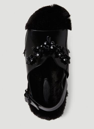 Simone Rocha Low Trek Faux Fur Sandals Black sra0250026