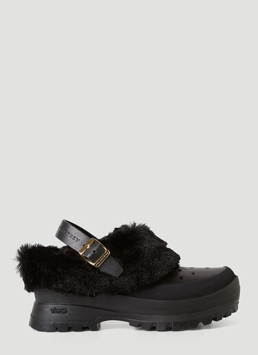 Stella McCartney Trace Slingback Faux Fur Shoes in Black LN CC