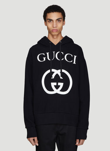 Gucci G 인터록 패턴 후드 스웨터 Black guc0134026