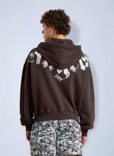 Palm Angels Big Neck Logo Zip Loose Hoodie Brown pma0166282