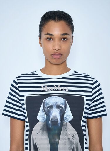 LN-CC® - Max Mara: Striped Graphic T-Shirt - Navy Max Mara Striped Graphic T-Shirt Navy max0265011
