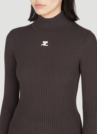 Logo Embroidery High Neck Sweater Courrèges Logo Embroidery High Neck Sweater Brown cou0253044