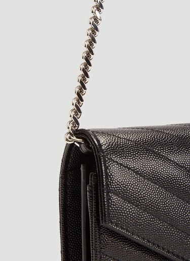 Saint Laurent Cassandre Matelassé Chain Wallet Black sla0230038