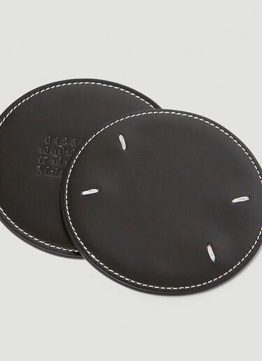 Maison Margiela Set of Six Leather Coasters Black mla0143062