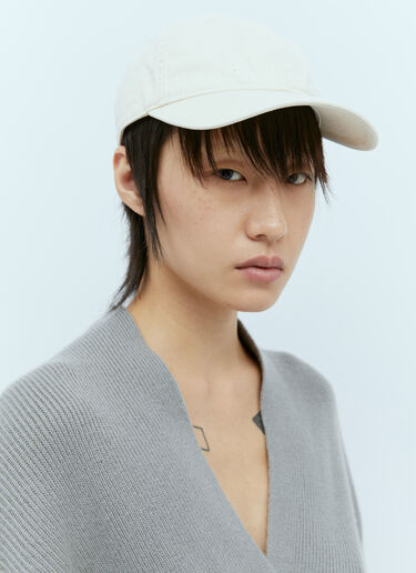 Leather Trim Cotton Baseball Cap TOTEME Leather Trim Cotton Baseball Cap Beige tot0256034