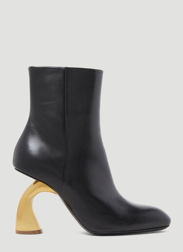 Dries Van Noten 그래픽 힐 가죽 부츠 블랙 dvn0253011