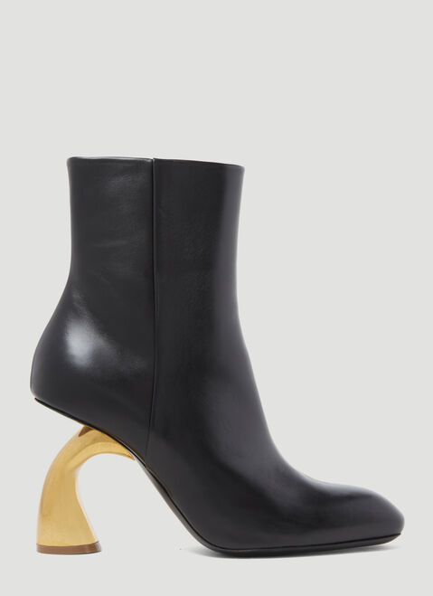 Dries Van Noten Sculptured Heeled Leather Boots Brown dvn0253007