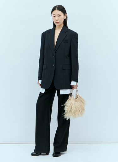 Miu Miu Single-Breasted Pinstripe Blazer Navy miu0255013