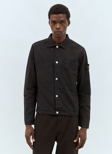 Stone Island Canvas Overshirt Black sto0158033