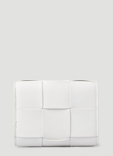 Bottega Veneta Intreccio Tri-Fold Zip Wallet White bov0246096