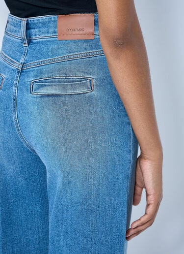 LN-CC® - Sportmax: Cropped Wide-Leg Denim Jeans - Blue Sportmax Cropped Wide-Leg Denim Jeans Blue spx0265035