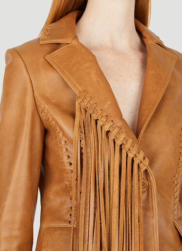 Guess USA Fringed Leather Jacket Brown gue0250012