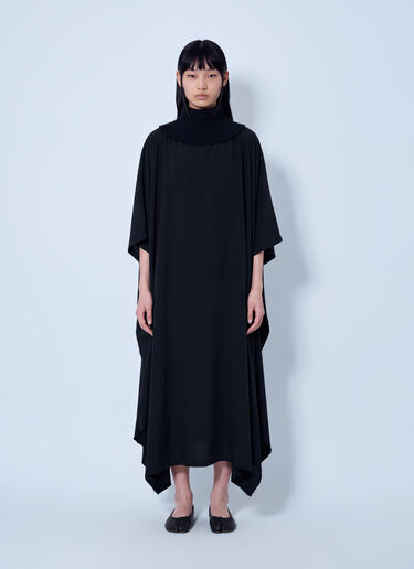 LN-CC® - Yohji Yamamoto: Knit Combi Kimono Coat - Black Yohji Yamamoto Knit Combi Kimono Coat Black yoy0263016