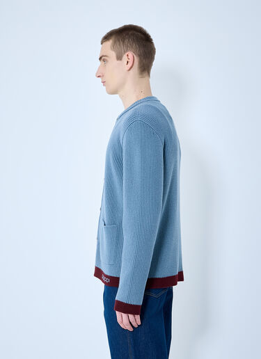 Gucci Wool Cardigan With Intarsia Blue guc0159037