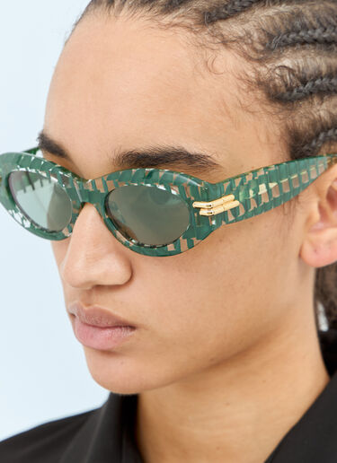 Bottega Veneta Mitre Oval Sunglasses Green bos0257002