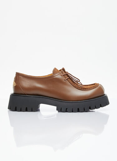 Gucci Bee Leather Lace-Up Shoes Brown guc0255063