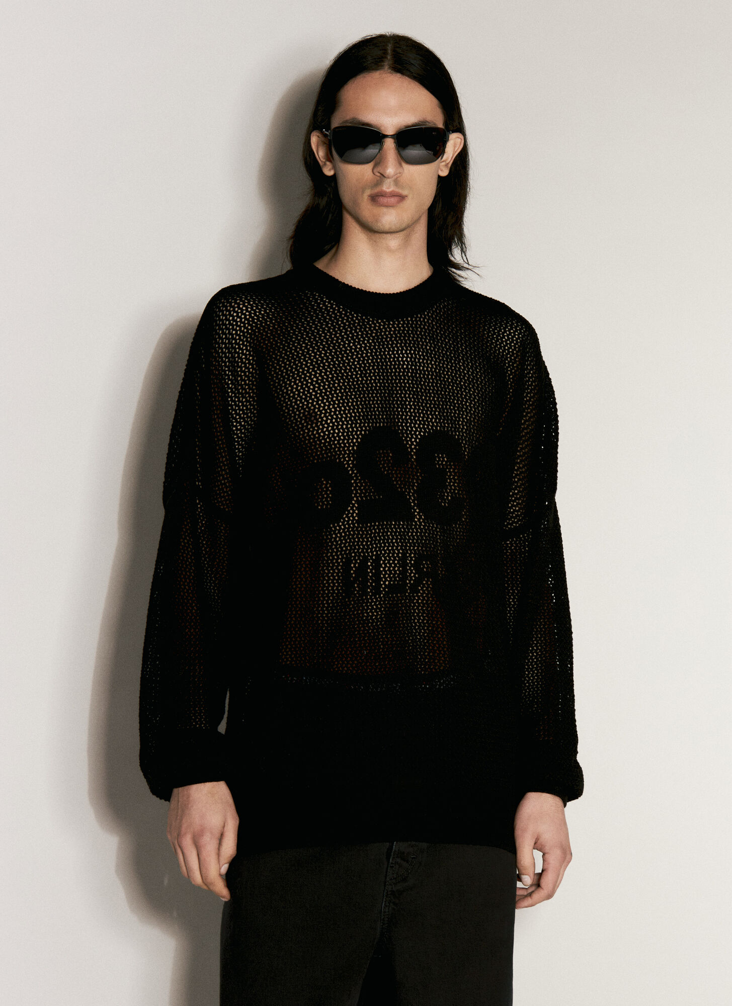 Shop 032c Selfie Lace Knit Sweater In Black