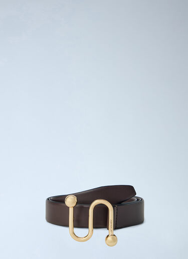 LN-CC® - Sportmax: Hook Buckle Leather Belt - Brown Sportmax Hook Buckle Leather Belt Brown spx0266013