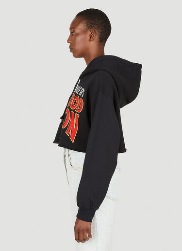 Gucci Embellished Cropped Hooded Sweatshirt Black guc0250058