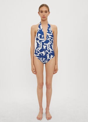 La Double J Donne Deep V Bather Blue ldj0234013