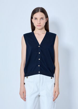 Max Mara Sleeveless Button-Down Top Navy max0265212