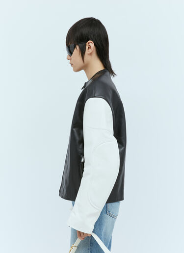 Jil Sander 대조적인 소매 가죽 재킷 블랙 jil0254001