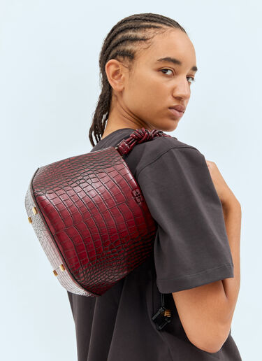 Ganni Bou Croc Embossed Bucket Bag Burgundy gan0258066