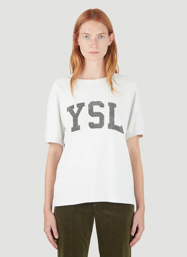 Saint Laurent Vintage Logo T-Shirt Beige sla0245038