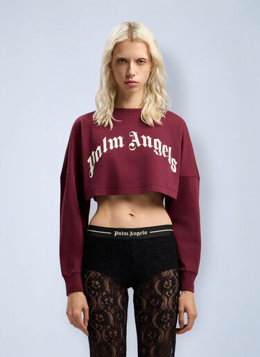 Curved Logo Crop Top Palm Angels Curved Logo Crop Top Bordeaux pma0262083