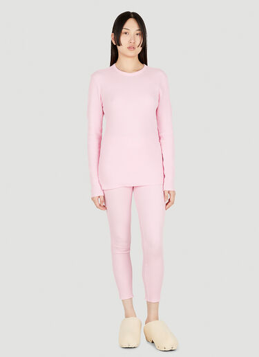 ERL Waffle Knit Long Sleeve T-Shirt Pink erl0348008