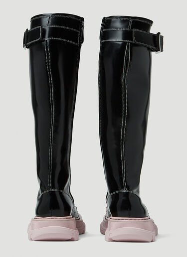 Alexander McQueen Tread Lace-Up Knee-High Boots Black amq0247083
