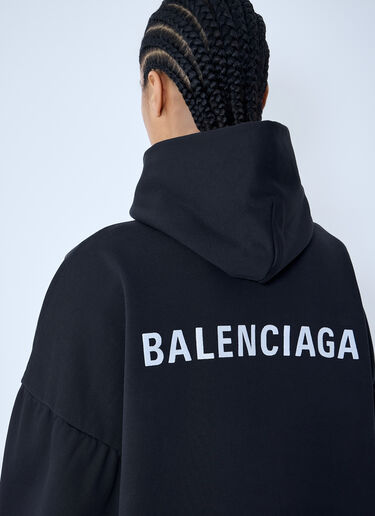 Logo Motif Hooded Sweatshirt Balenciaga Logo Motif Hooded Sweatshirt Black bal0259066