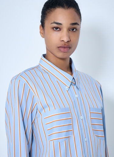 Dries Van Noten Striped Cotton Poplin Shirt Light Blue dvn0264023