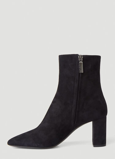 Saint Laurent Lou Suede Ankle Boots Black sla0249097