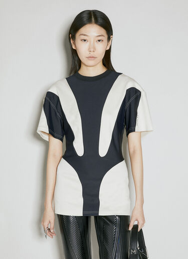 Mugler 이중 소재 티셔츠 베이지 mug0254019