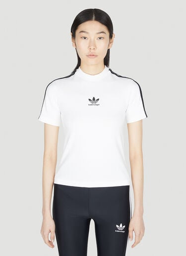 로고 프린트 애슬레틱 티셔츠 Balenciaga x adidas 로고 프린트 애슬레틱 티셔츠 화이트 axb0251011